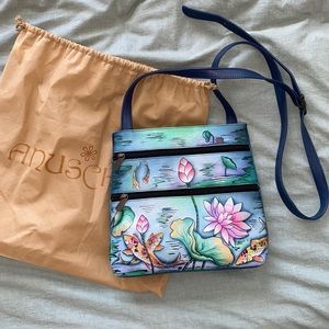 New Anuschka Leather Koi Crossbody Purse